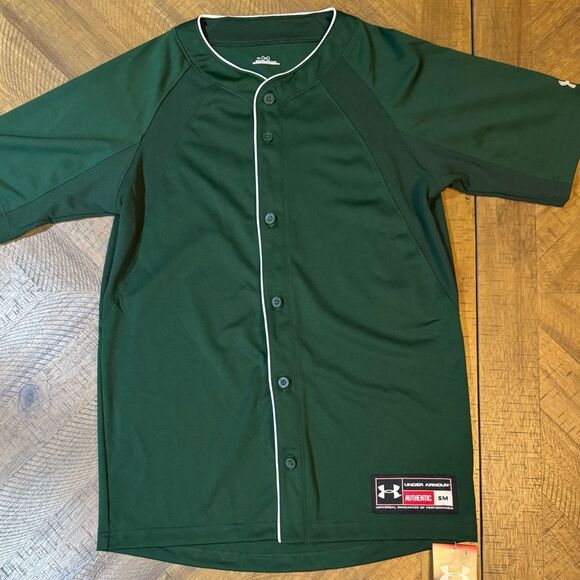 Under Armour Other - Under Armour Men's Dark Green Button-Up Baseball Jersey NWT